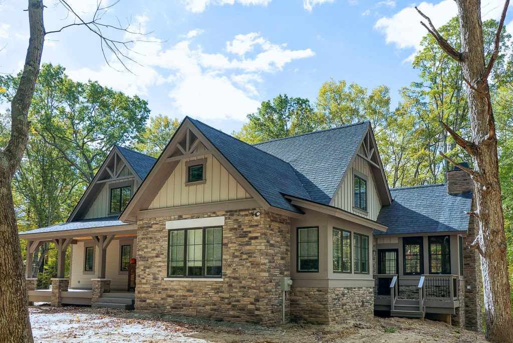 One story stone and siding cottage