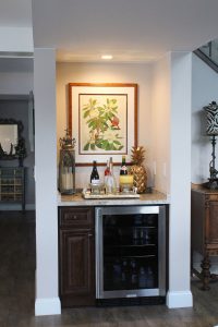 Small counter area with wine cooler below