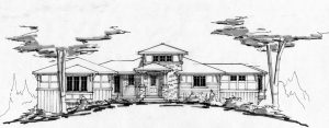 Line Art hand drawing of front of home