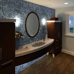 Contemporary bathroom with blue tile