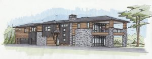 Color hand sketch of custom home design